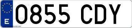 Ejemplo de matrícula española 0855 CDY