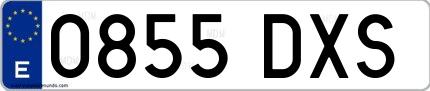 Ejemplo de matrícula española 0855 DXS
