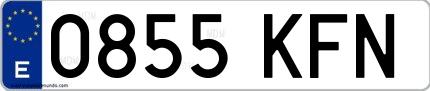Ejemplo de matrícula española 0855 KFN