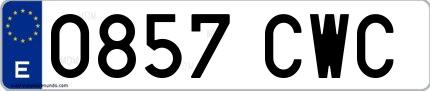 Ejemplo de matrícula española 0857 CWC