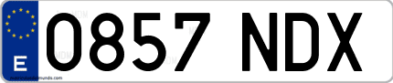 Ejemplo de matrícula de coche ordinaria 0857 NDX