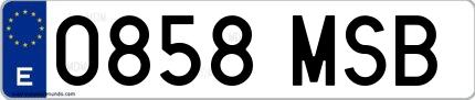 Ejemplo de matrícula española 0858 MSB