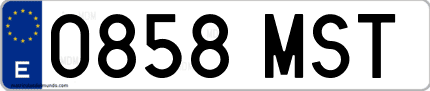 Ejemplo de matrícula de coche ordinaria 0858 MST