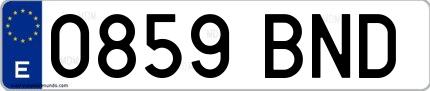 Ejemplo de matrícula española 0859 BND