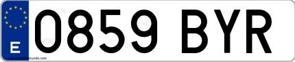 Ejemplo de matrícula española 0859 BYR