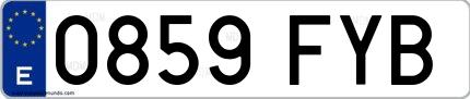 Ejemplo de matrícula española 0859 FYB