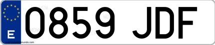 Ejemplo de matrícula española 0859 JDF