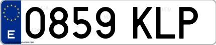 Ejemplo de matrícula española 0859 KLP