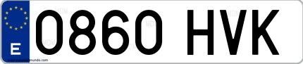 Ejemplo de matrícula española 0860 HVK
