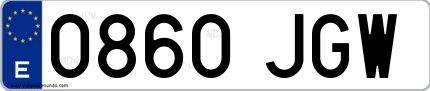 Ejemplo de matrícula española 0860 JGW
