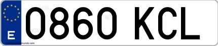 Ejemplo de matrícula española 0860 KCL