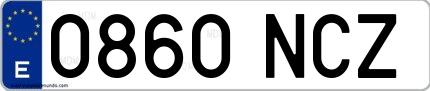Ejemplo de matrícula española 0860 NCZ