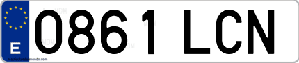 Ejemplo de matrícula de coche ordinaria 0861 LCN