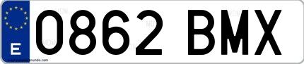 Ejemplo de matrícula española 0862 BMX