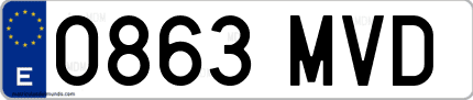 Ejemplo de matrícula de coche ordinaria 0863 MVD