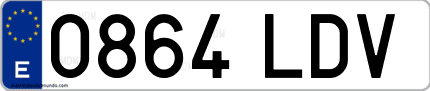 Ejemplo de matrícula de coche ordinaria 0864 LDV
