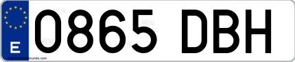 Ejemplo de matrícula española 0865 DBH