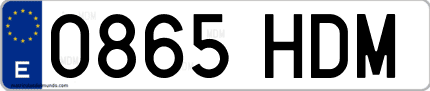 Ejemplo de matrícula de coche ordinaria 0865 HDM