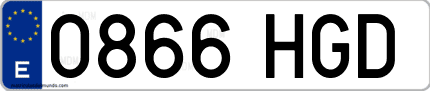 Ejemplo de matrícula de coche ordinaria 0866 HGD