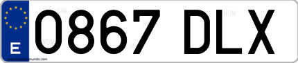 Ejemplo de matrícula de coche ordinaria 0867 DLX