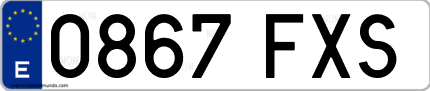Ejemplo de matrícula de coche ordinaria 0867 FXS