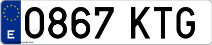 Ejemplo de matrícula de coche ordinaria 0867 KTG