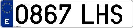 Ejemplo de matrícula española 0867 LHS