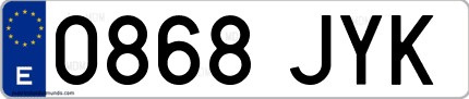 Ejemplo de matrícula de coche ordinaria 0868 JYK