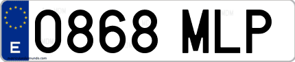 Ejemplo de matrícula de coche ordinaria 0868 MLP