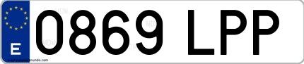 Ejemplo de matrícula española 0869 LPP