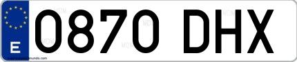Ejemplo de matrícula española 0870 DHX