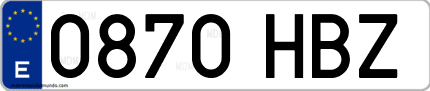 Ejemplo de matrícula de coche ordinaria 0870 HBZ