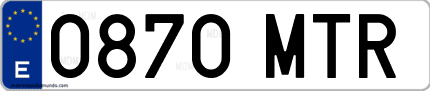 Ejemplo de matrícula de coche ordinaria 0870 MTR