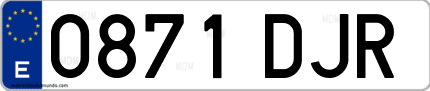 Ejemplo de matrícula de coche ordinaria 0871 DJR