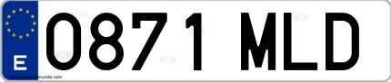 Ejemplo de matrícula española 0871 MLD