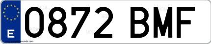 Ejemplo de matrícula española 0872 BMF