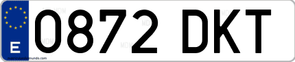 Ejemplo de matrícula de coche ordinaria 0872 DKT