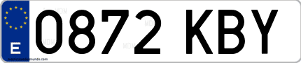 Ejemplo de matrícula de coche ordinaria 0872 KBY