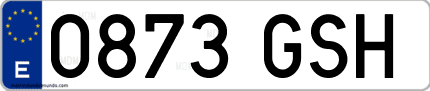 Ejemplo de matrícula de coche ordinaria 0873 GSH