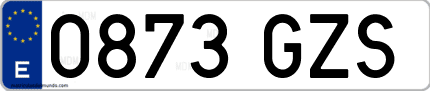 Ejemplo de matrícula de coche ordinaria 0873 GZS