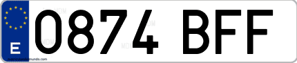 Ejemplo de matrícula de coche ordinaria 0874 BFF
