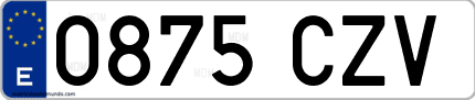 Ejemplo de matrícula de coche ordinaria 0875 CZV