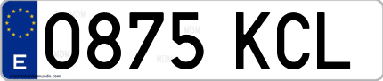 Ejemplo de matrícula de coche ordinaria 0875 KCL