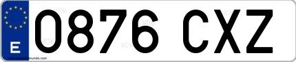 Ejemplo de matrícula española 0876 CXZ