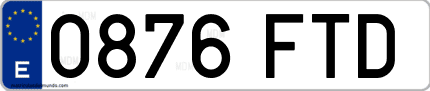 Ejemplo de matrícula de coche ordinaria 0876 FTD