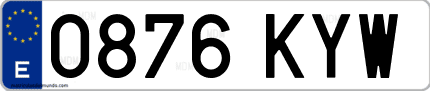 Ejemplo de matrícula de coche ordinaria 0876 KYW