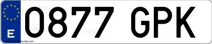 Ejemplo de matrícula española 0877 GPK