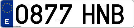 Ejemplo de matrícula de coche ordinaria 0877 HNB