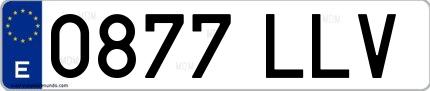 Ejemplo de matrícula española 0877 LLV