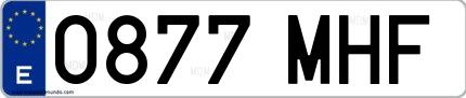 Ejemplo de matrícula española 0877 MHF